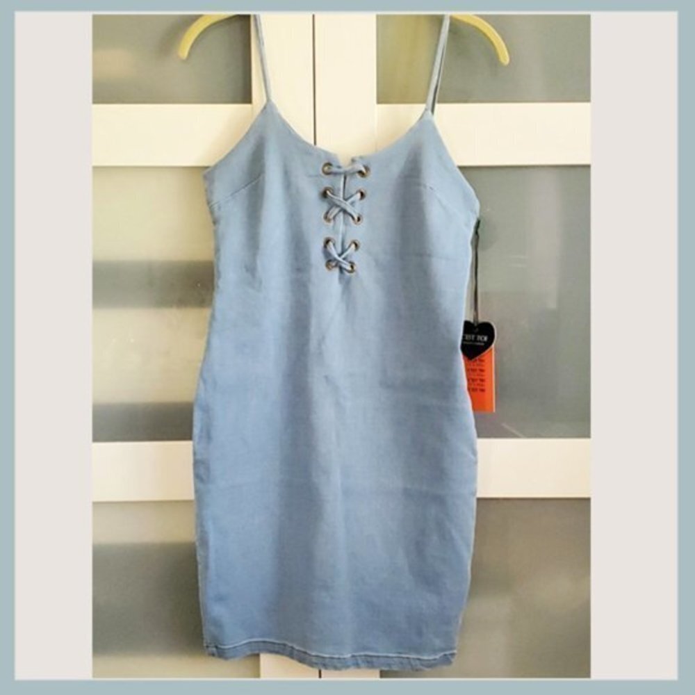 Women’s Denim Lace-Up Mini Dress